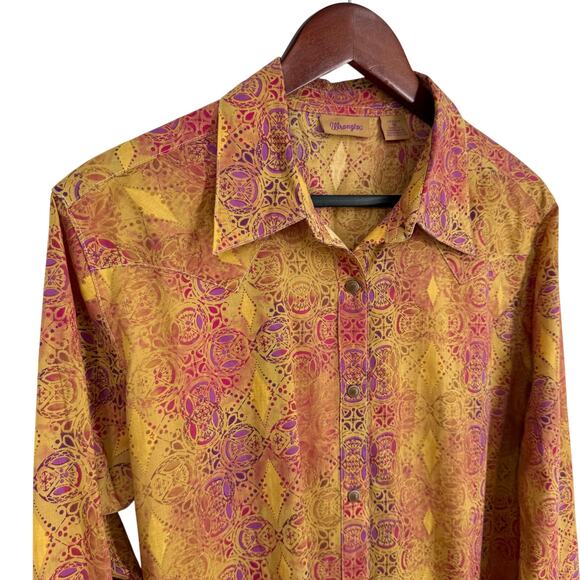 Wrangler Womens Sz Medium Formal Long Sleeve Purple Wester Blouse Shirt Top - Picture 3 of 10